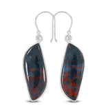 Natural Bloodstone Silver Earrings