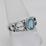 925 Silver Blue Topaz Ring