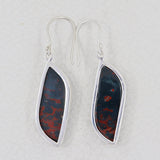 Natural Bloodstone Silver Earrings