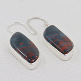 Natural Bloodstone Silver Earrings