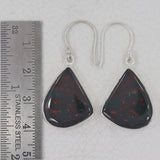 Natural Bloodstone Silver Earrings