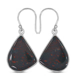 Natural Bloodstone Silver Earrings