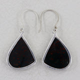 Natural Bloodstone Silver Earrings