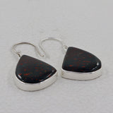 Natural Bloodstone Silver Earrings