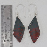 Natural Bloodstone Silver Earrings