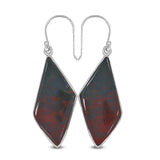 Natural Bloodstone Silver Earrings