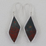 Natural Bloodstone Silver Earrings