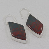 Natural Bloodstone Silver Earrings