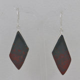 Natural Bloodstone Silver Earrings