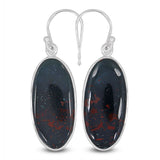 Natural Bloodstone Silver Earrings