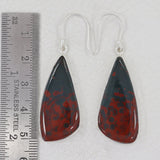 Natural Bloodstone Silver Earrings