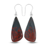 Natural Bloodstone Silver Earrings