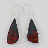 Natural Bloodstone Silver Earrings