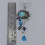 Labradorite, Blue Topaz 925 Sterling Silver Pendant