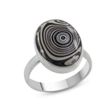 925 Silver Fordite Gemstone Plain Ring