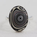 925 Silver Fordite Gemstone Plain Ring