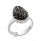 925 Silver Fordite Gemstone Plain Ring