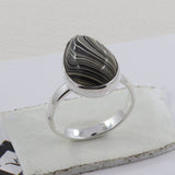 925 Silver Fordite Gemstone Plain Ring