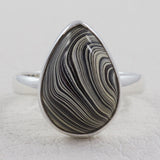 925 Silver Fordite Jasper Plain Ring