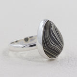 925 Silver Fordite Gemstone Plain Ring