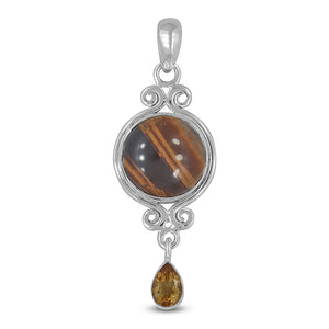 925 Sterling Silver Tiger Eye Pendants