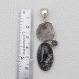 Black Rutile  Quartz Silver Pendant