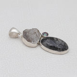 Black Rutile  Quartz Silver Pendant