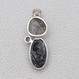 Black Rutile  Quartz Silver Pendant