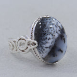 Fossil Black Coral Sterling Silver Ring