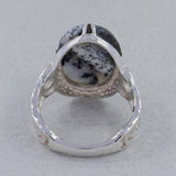 Fossil Black Coral Sterling Silver Ring