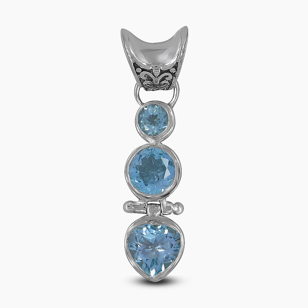 925 Sterling Silver Blue Topaz Pendants