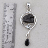 Natural Shungite Gemstone Silver Pendant