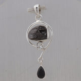 Natural Shungite Gemstone Silver Pendant