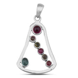 Multi Tourmaline Gemstone 925 Sterling Silver Pendant