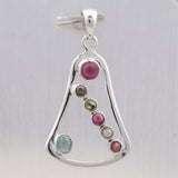 Multi Tourmaline Gemstone 925 Sterling Silver Pendant