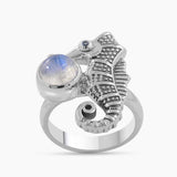 Rainbow Moonstone Silver Rings