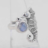 Rainbow Moonstone Silver Ring