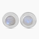 Rainbow Moonstone Silver Earrings