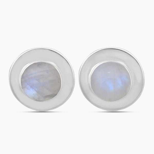 Rainbow Moonstone Silver Earrings