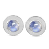 Natural Rainbow Moonstone Silver Earrings