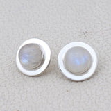 Natural Rainbow Moonstone Silver Earrings