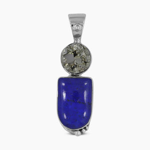 Raw Pyrite & Lapis Lazuli Silver Pendants