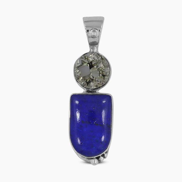 Raw Pyrite & Lapis Lazuli Silver Pendants