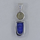 Raw Pyrite, Lapis Lazuli Silver Pendant