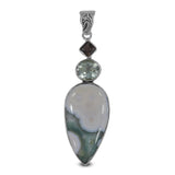 Ocean Jasper & Green Amethyst Silver Pendant