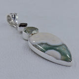 Ocean Jasper & Green Amethyst Silver Pendant