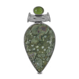 Rainforest Jasper, Idocrase Silver Pendant