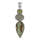 Madagascar Opal, Rutilated Quartz Silver Pendant