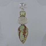 Madagascar Opal, Rutilated Quartz Silver Pendant