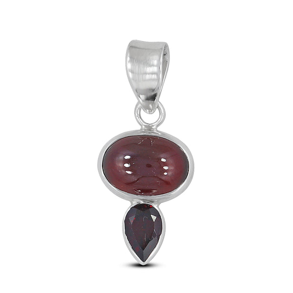 925 Sterling Silver Hessonite & Garnet Pendant